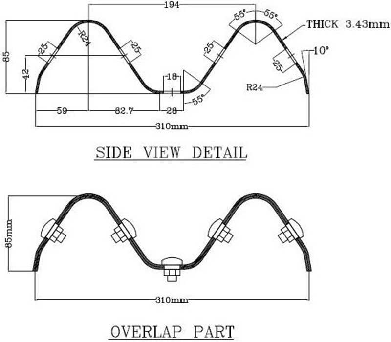 Aluminum-Zinc Alloy Coated Steel Sheet Highway Crash Beams Guardrail 2 or 3 Waves Making Machine Manufacture Machinery Production Line